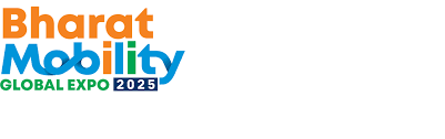 White banner for the Bharat Mobility Global Expo 2025 with event name displayed prominently.